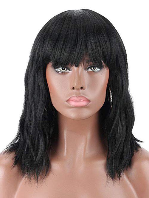

Medium Body Wave Neat Bang Synthetic Wig, Black
