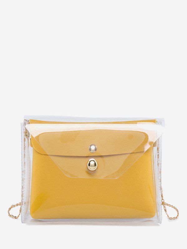 

Transparent Square Stylish Chain Shoulder Bag, Sun yellow