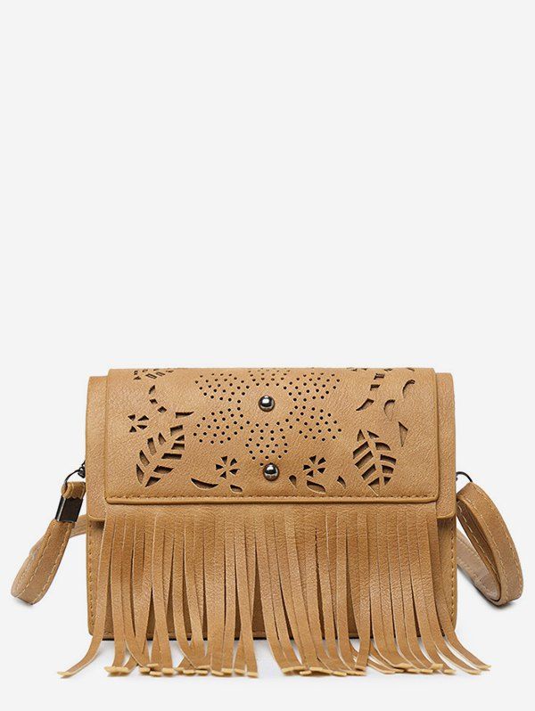 

Fringe Hollow Flower Shoulder Bag, Cinnamon