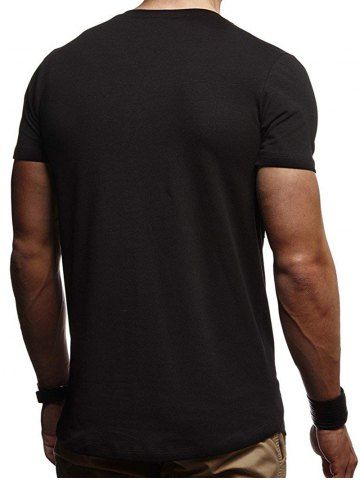 

Zipper Decoration Short Sleeves Casual T-shirt, Black