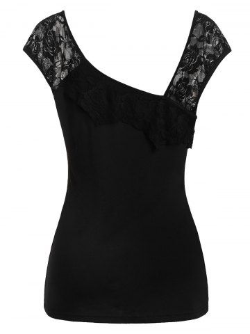 

Skew Neck Skull Print Plus Size T-shirt, Black