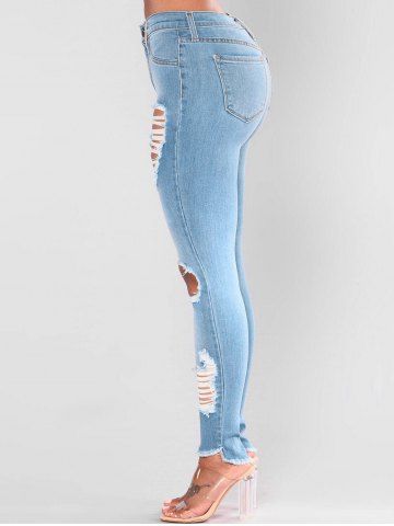 

Ripped Cut Out Frayed Skinny Jeans, Jeans blue