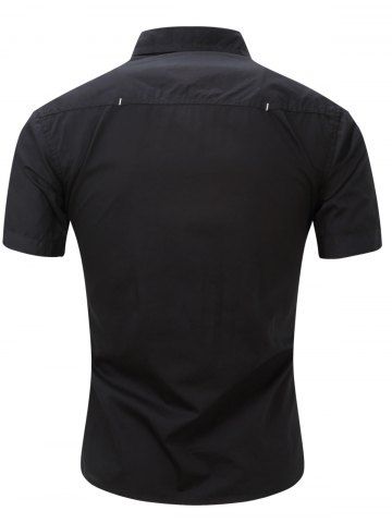 

Pocket Decoration Button Up Leisure Shirt, Black