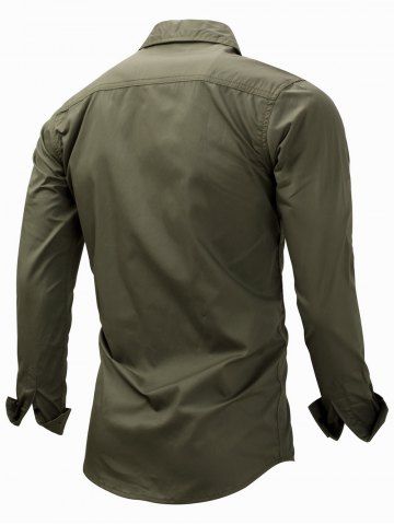 

Letter Zipper Design Long Sleeves Shirt, Army green