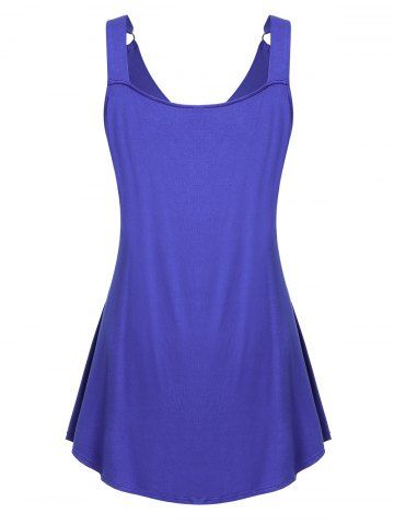 

Plus Size Ring Embellished Plunging Tank Top, Blueberry blue