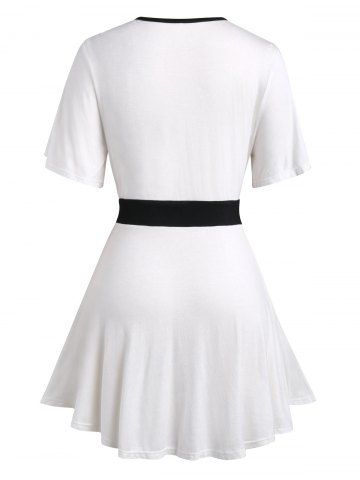 

Plus Size Rivet Embroidered Peplum T-shirt, White