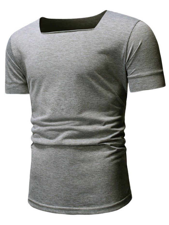 

Casual Solid Color Short Sleeves T-shirt, Gray cloud