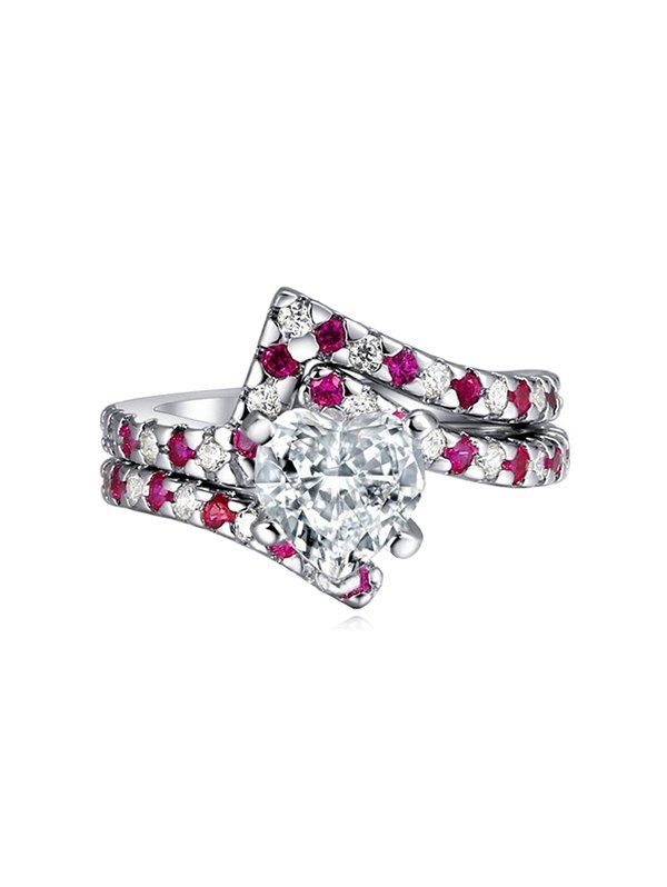 

Heart Shape Rhinestone Decoration Ring, Hot pink