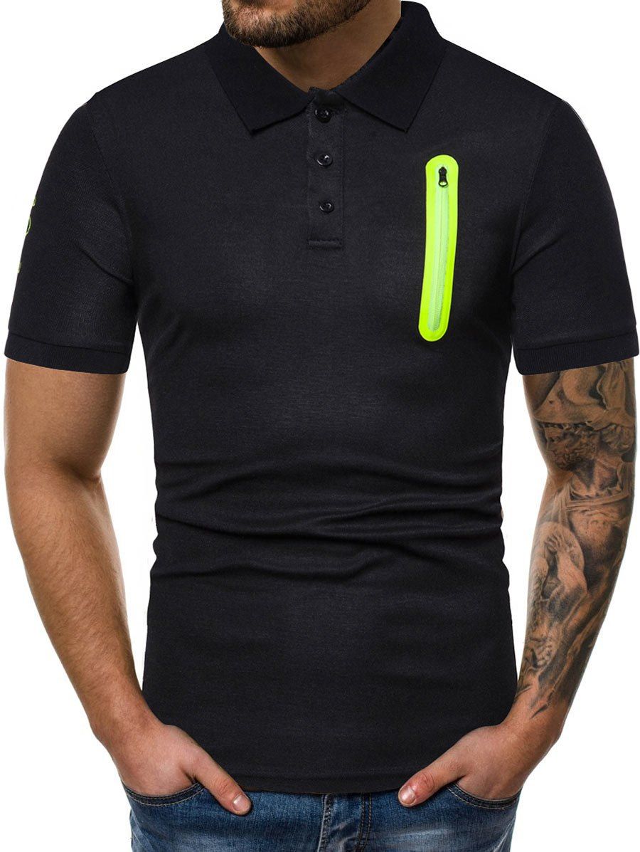 

Zipper Decoration Short Sleeves T-shirt, Black