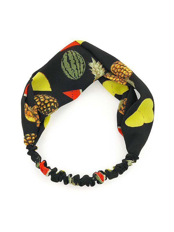 

Cloth Fruit Print Elastic Headband, Black