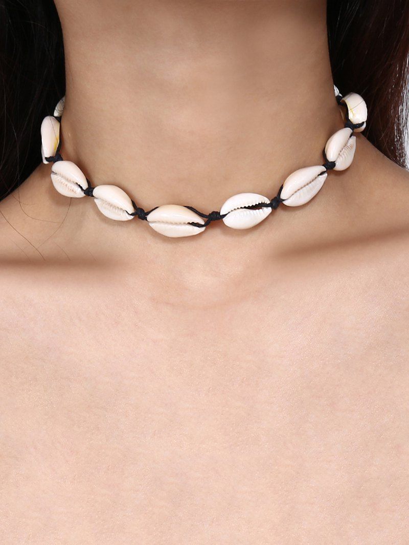 

Handmade Cowrie Shell Choker Necklace, Black