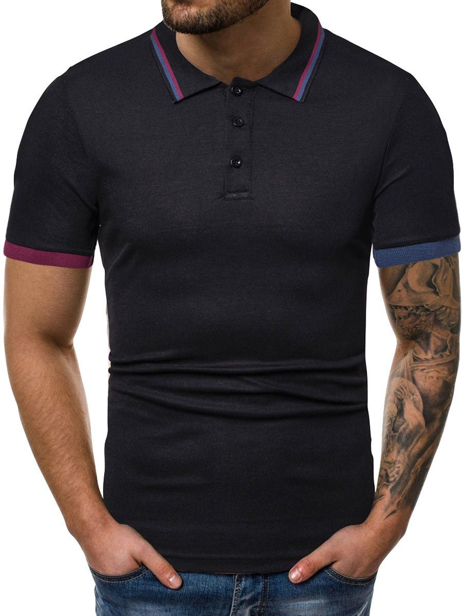 

Button Design Leisure Short Sleeves T-shirt, Black