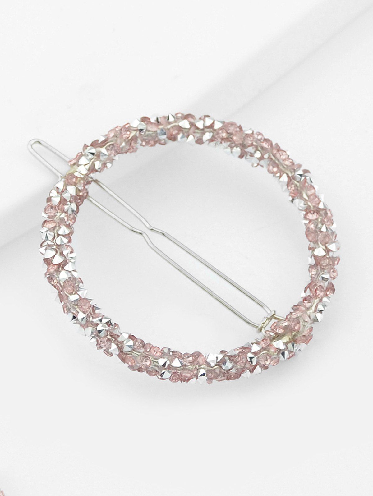 

Faux Crystal Circle Shape Hair Clip, Light pink