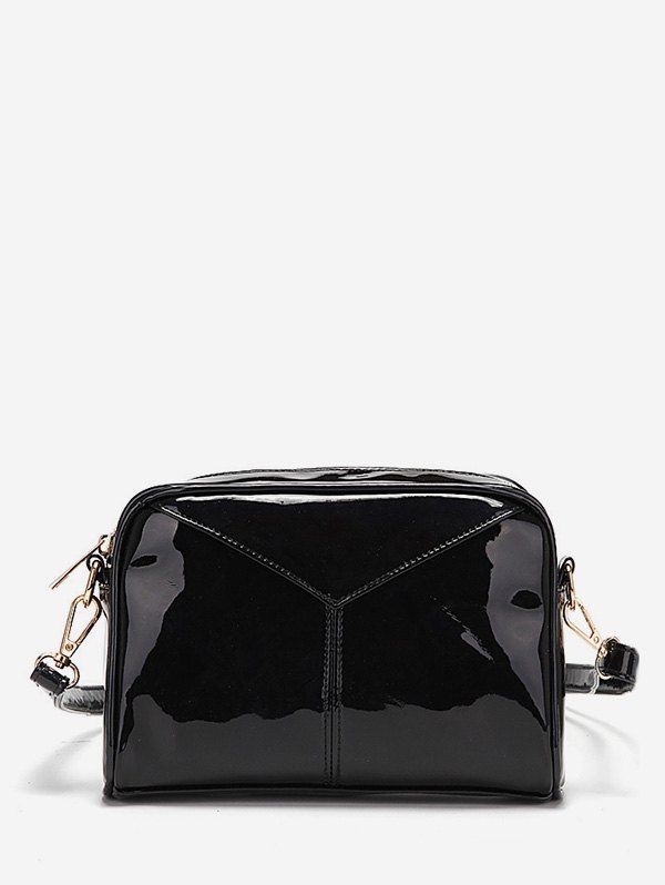 

Zipper PU Leather Crossbody Bag, Black