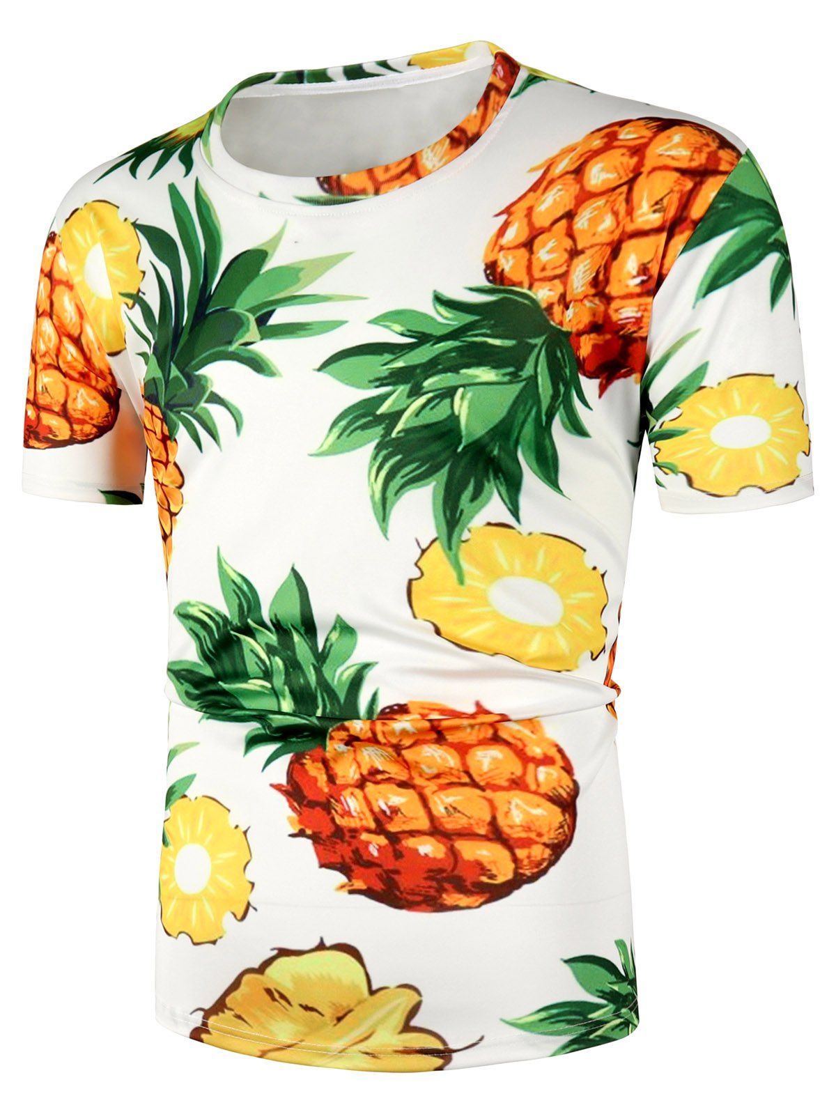 

Pineapple Pattern Short Sleeve T Shirt, White