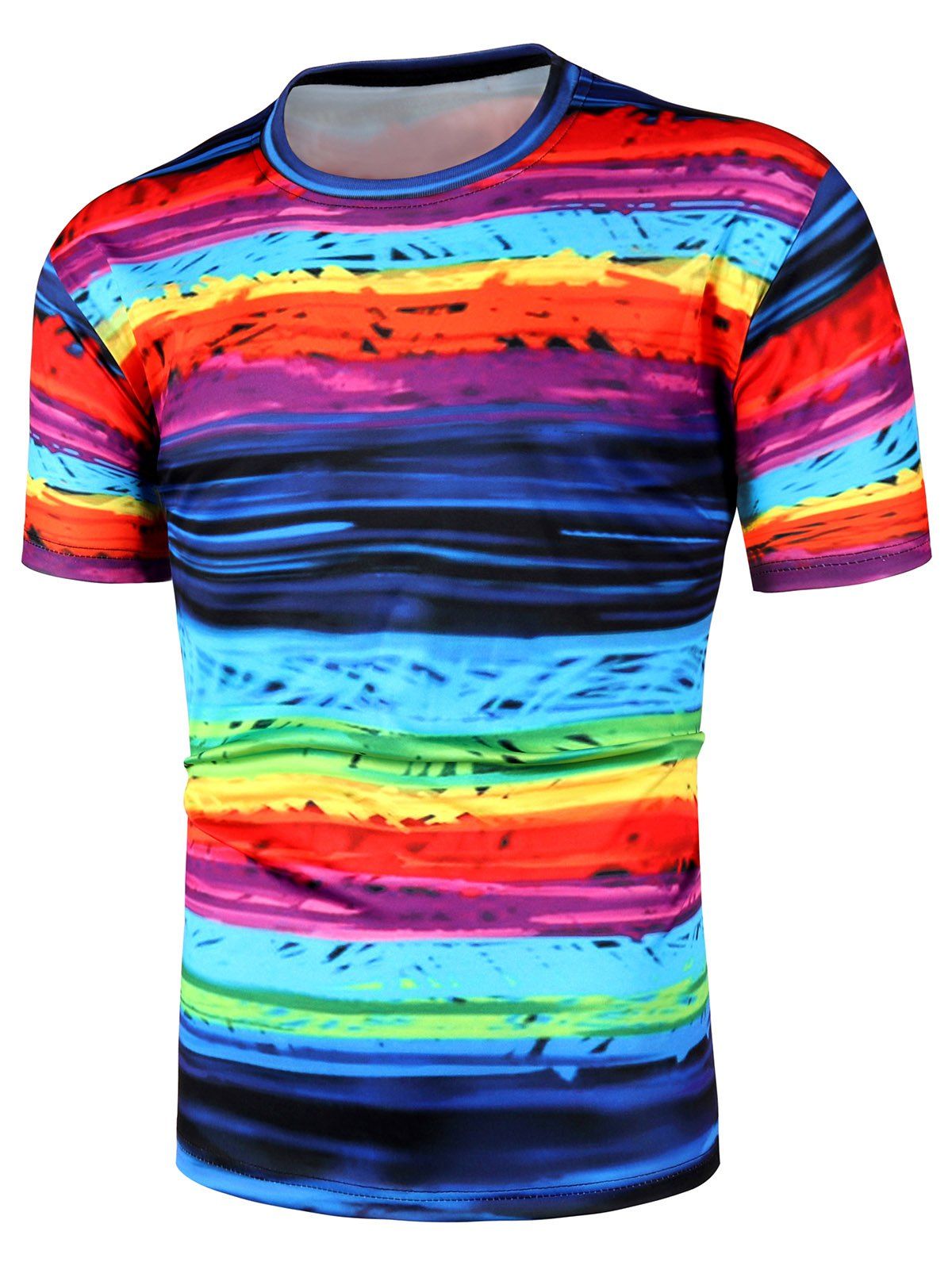 Rainbow Striped Short Sleeve T Shirts