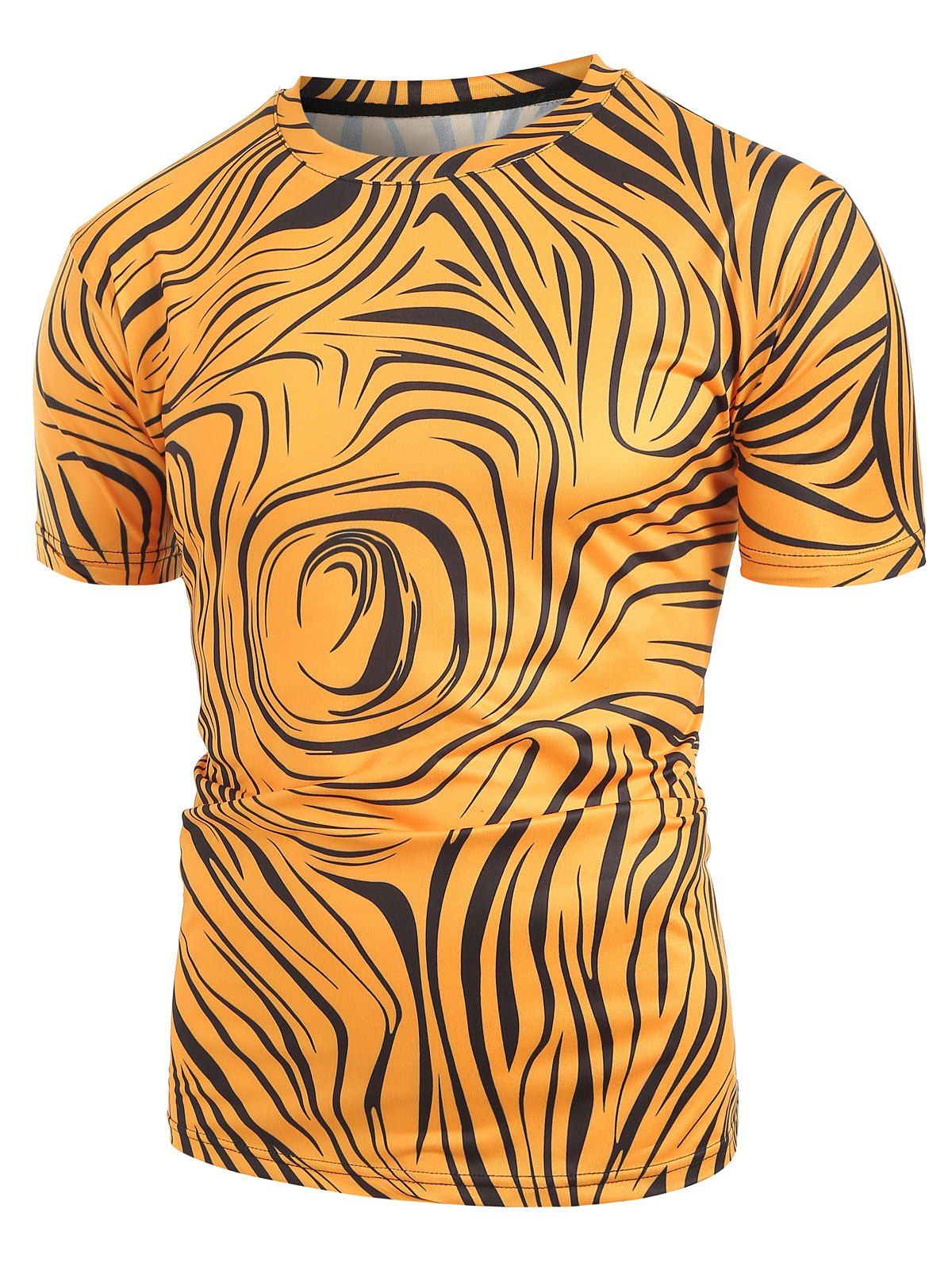 

Wood Grain Pattern Short Sleeves T-shirt, Bee yellow