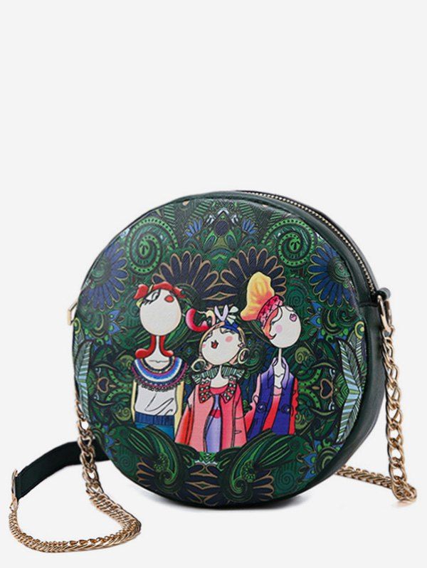 

Girls Print PU Chain Shoulder Bag, Greenish blue