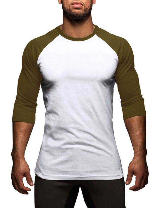

Color Spliced Design Leisure T-shirt, Army green