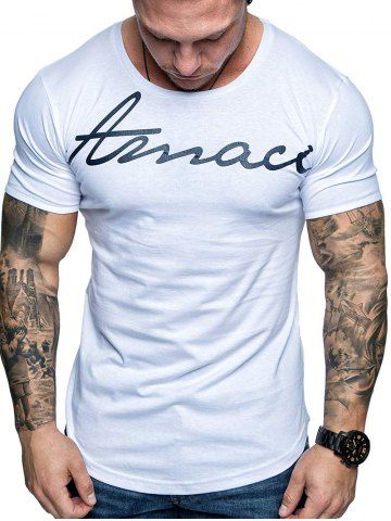 

Letter Print Round Neck Leisure T-shirt, White