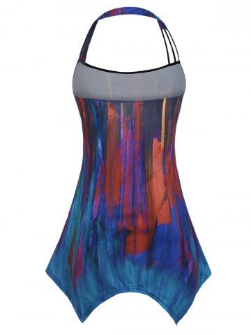 

Plus Size Open Back Asymmetrical Tank Top, Multi