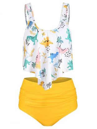 Dinosaur Print Ruffle Tankini Set