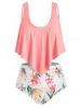 Flounce Floral Ruched Plus Size Bikini Set -  