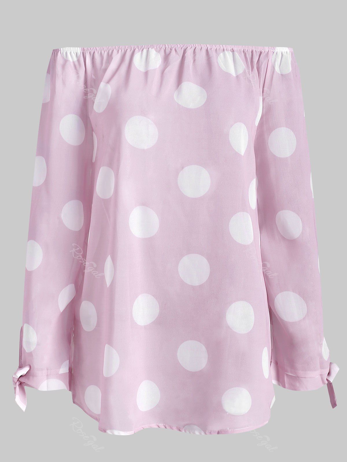 

Plus Size Dotted Off Shoulder Chiffon Blouse, Pink