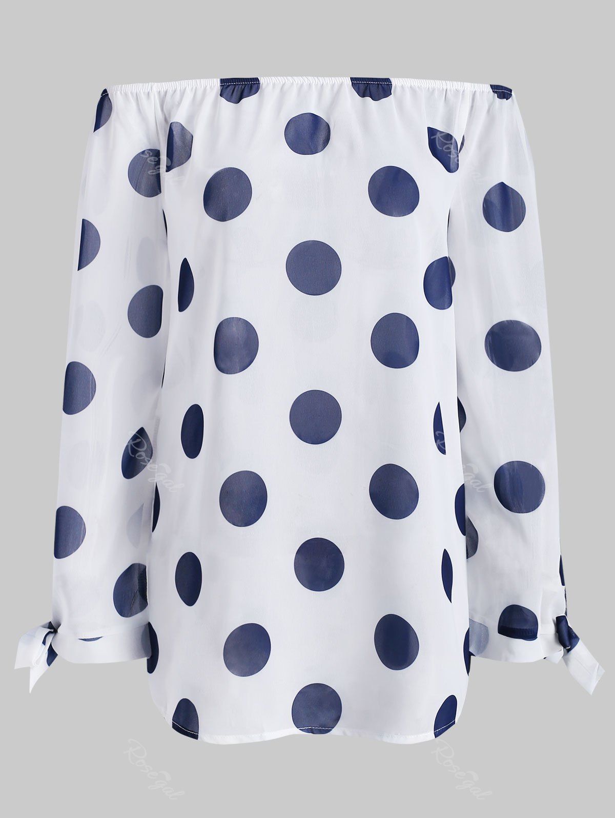 

Plus Size Dotted Off Shoulder Chiffon Blouse, White