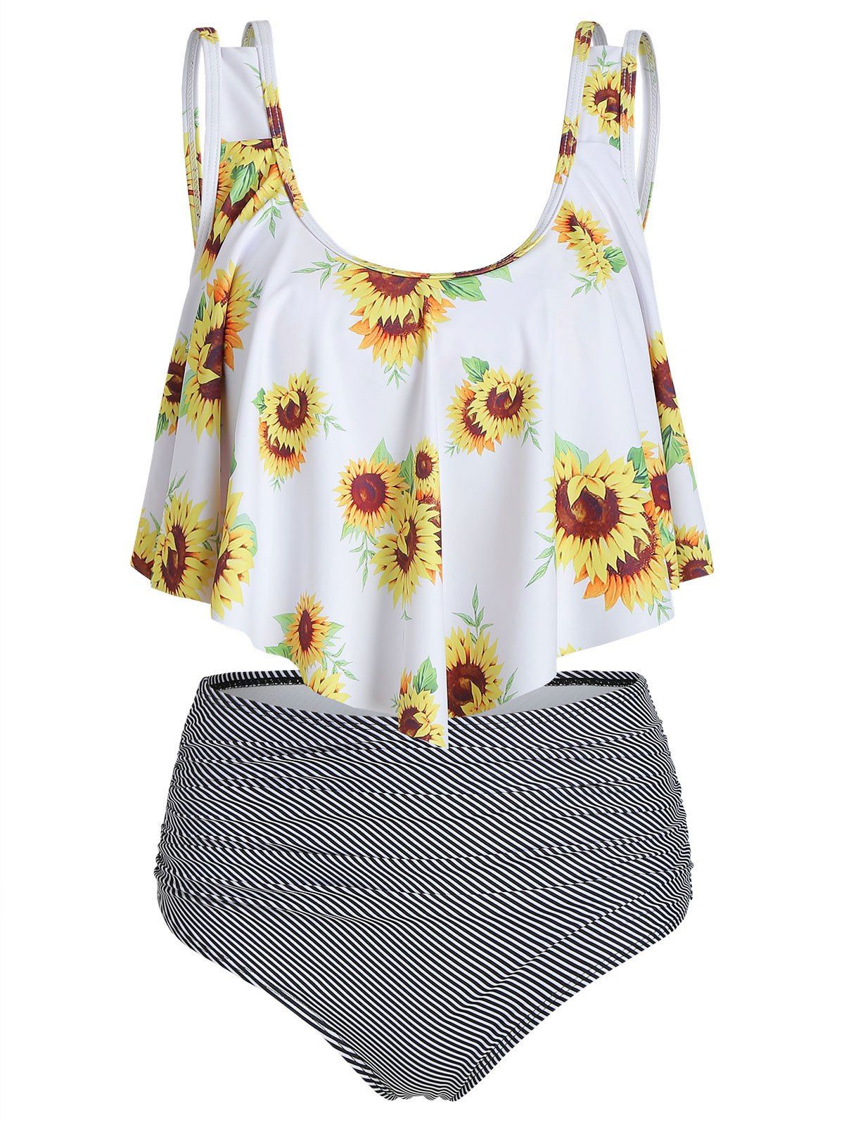 

Sunflower Striped Flounce Tankini Set, Multi