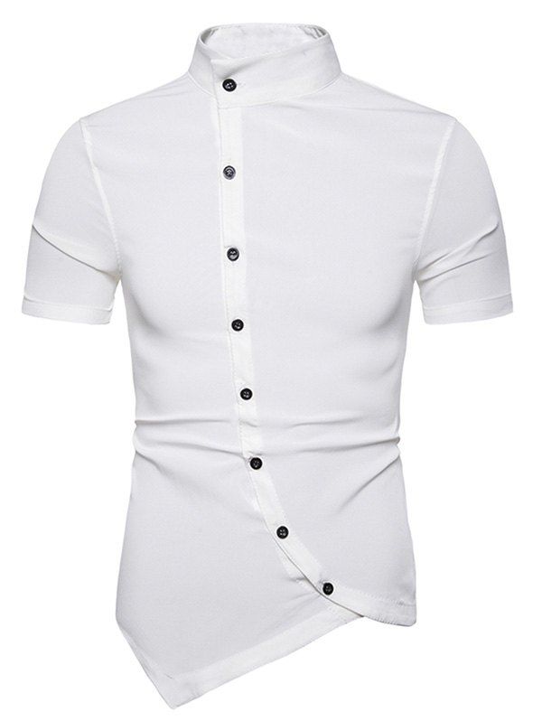 

Solid Color Button Decoration Short Sleeves Shirt, White