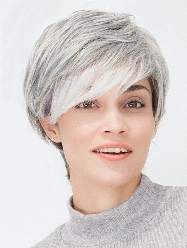 

Short Side Bang Layer Straight Cosplay Wig, Silver