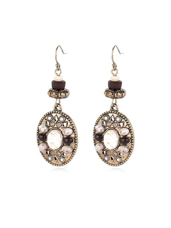 

Faux Stones Oval Drop Earrings, Brown