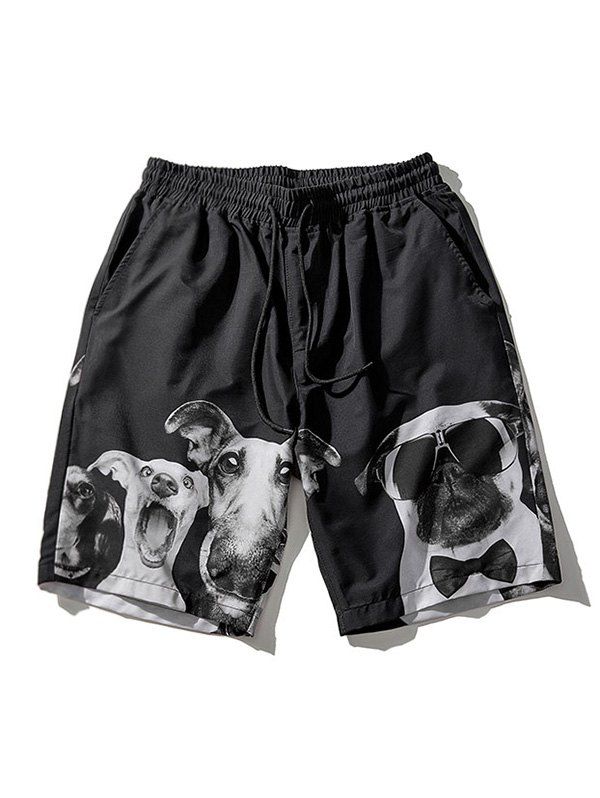 

Dog Print Board Shorts, Black