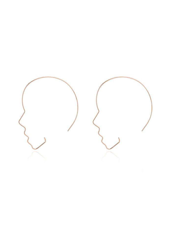 

People Face Shape Hoop Earrings, Gold