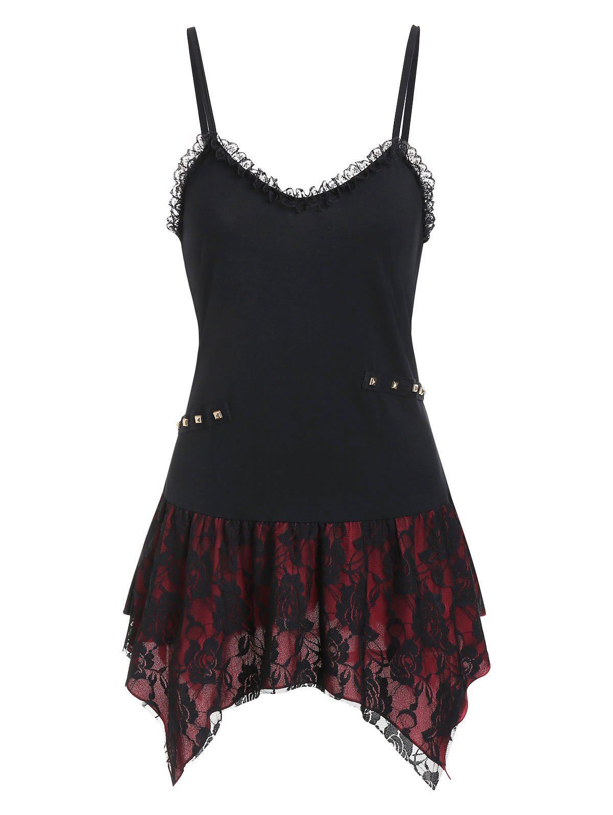 

Plus Size Lace Hem Handkerchief Cami Top, Black