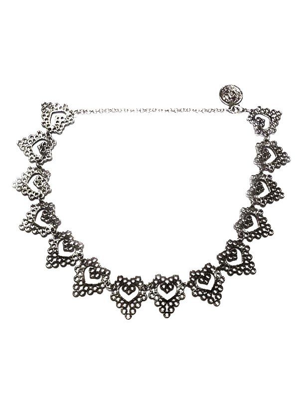 

Love Heart Shape Hollow Choker Necklace, Silver