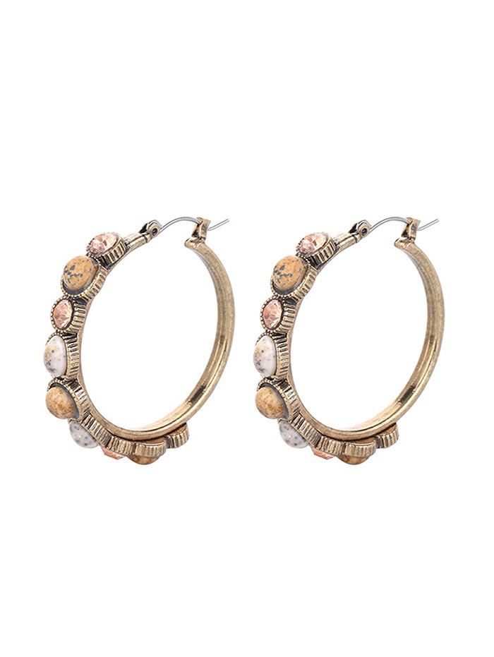 

Rhinestone Faux Stone Hoop Earrings, Gold