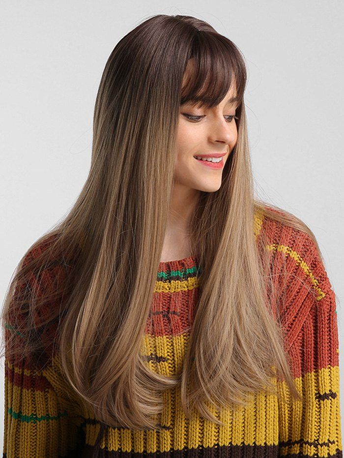 

Side Fringe Colormix Long Straight Synthetic Wig, Multi