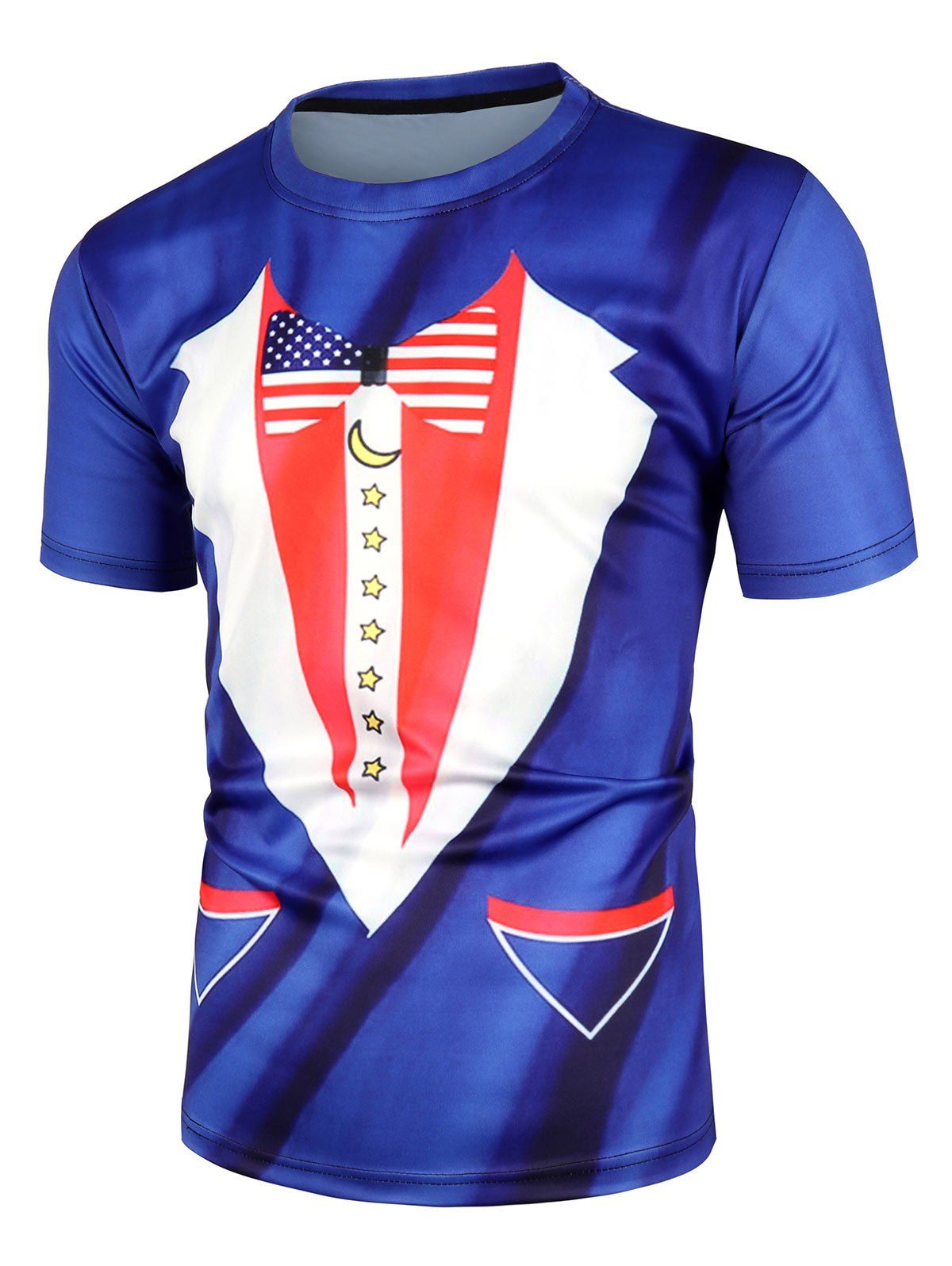 

Star Moon Print Short Sleeves T-shirt, Blue