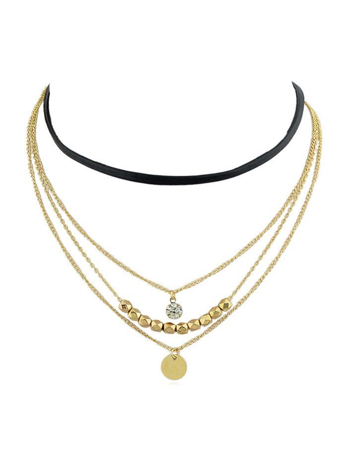 

4Pcs Pendant Beaded Necklace Set, Gold