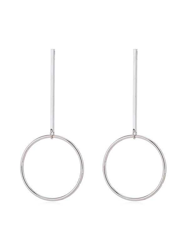 

Bar Circles Drop Earrings, Silver