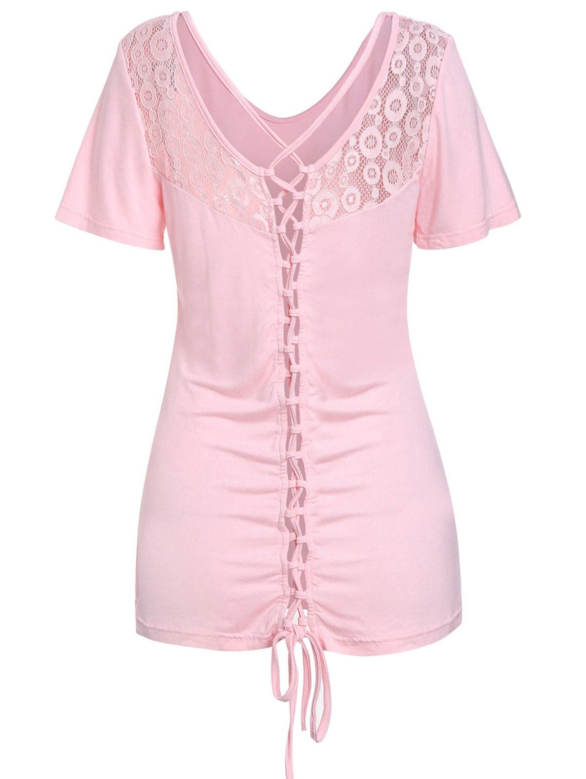 

Back Lace Up T-shirt, Pig pink