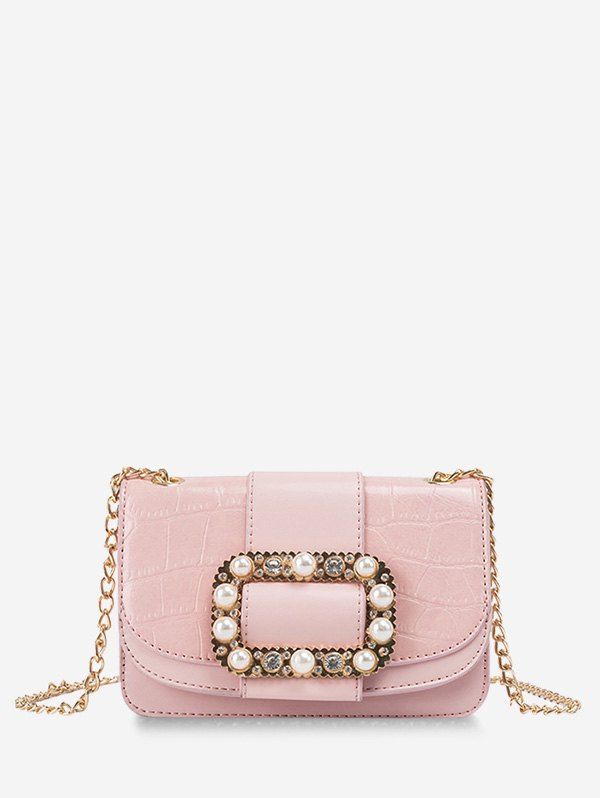 

Square Buckle Chain Shoulder Bag, Pink