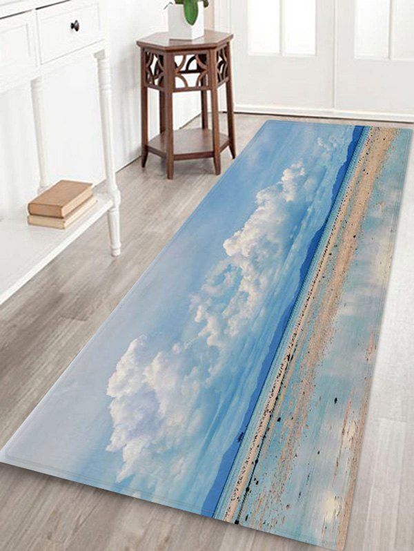 

Sky Beach Print Anti Skid Floor Rug, Multi-a