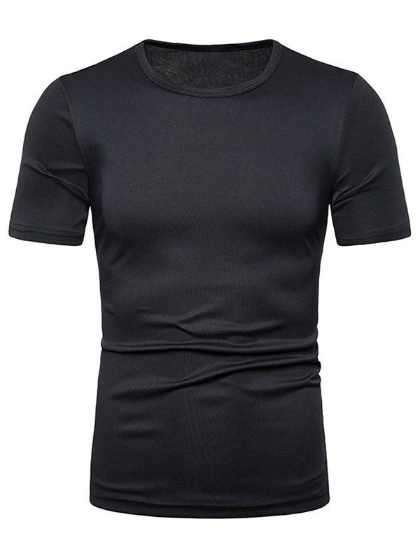 

Solid Color Short Sleeves Casual T-shirt, Black