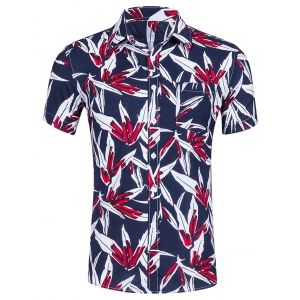 

Leisure Leaf Printed Short Sleeves Shirt, Cadetblue