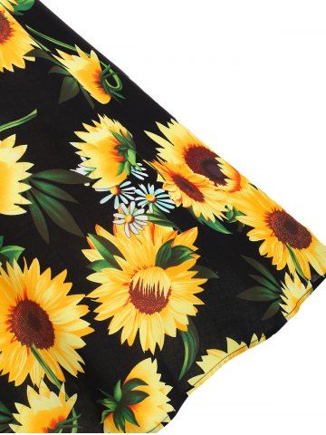 

Sunflower Print Plus Size Flared Dress, Multi-a