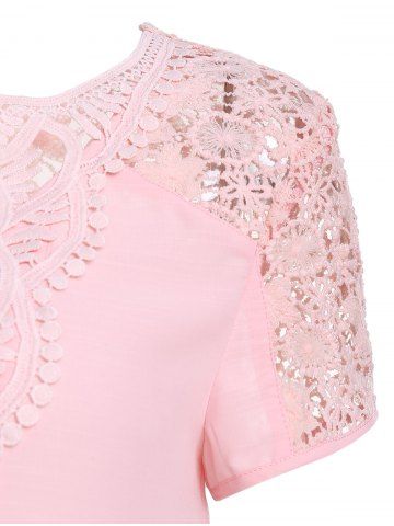

Lace Panel See Thru T Shirt, Pink