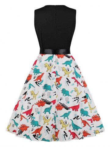 

Dinosaur Print Sleeveless Vintage Dress, Multi